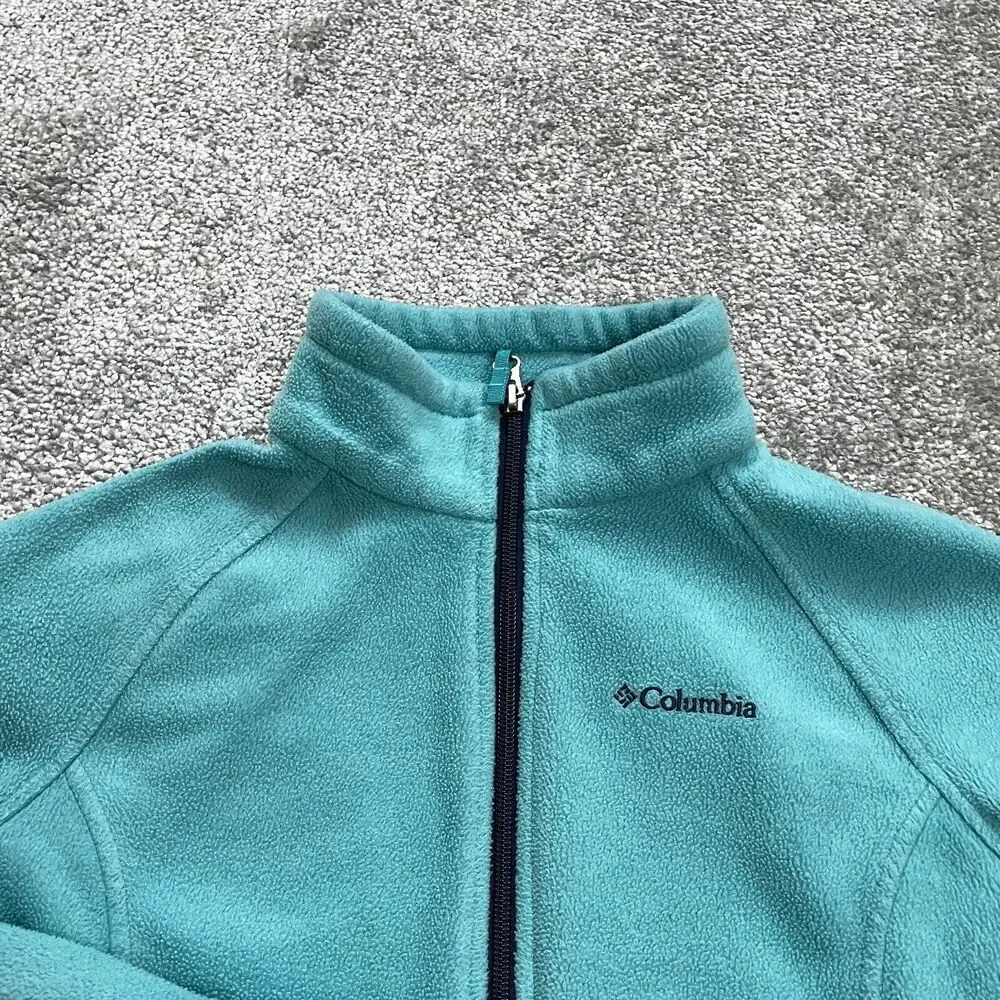 Columbia Fleece Jacket Kids Girls Large Blue Full Zip High Neck Outdoor Casual